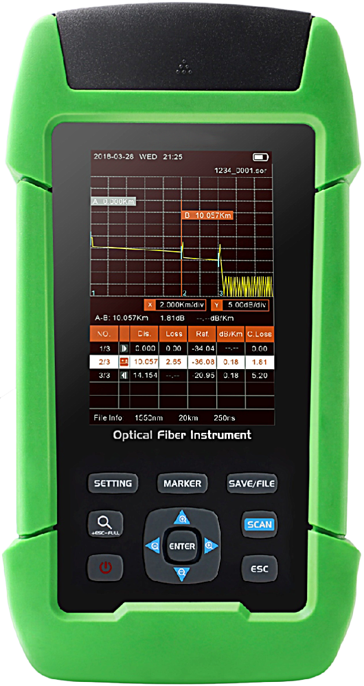 Оптический рефлектометр KIWI-7300 (SM. 1310/1550, 22/20dB), PM+VFL